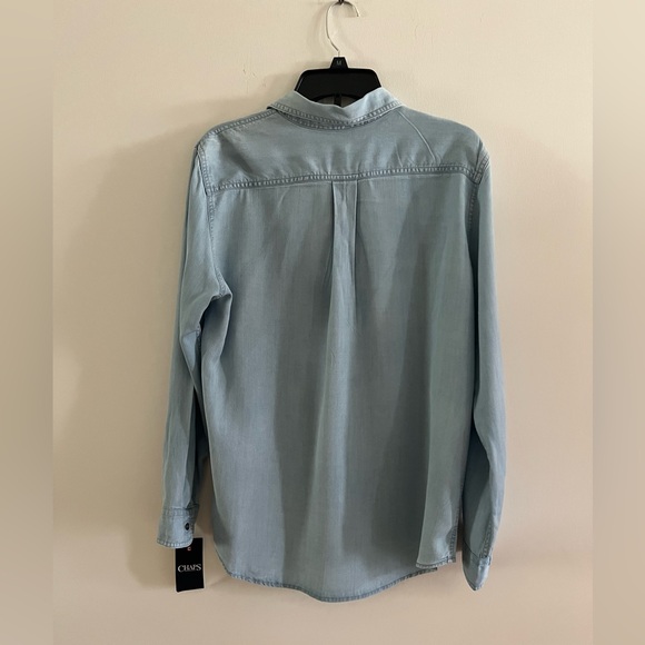NWT Men’s Chaps light blue Button-Up long sleeve shirt size L - Picture 3 of 7